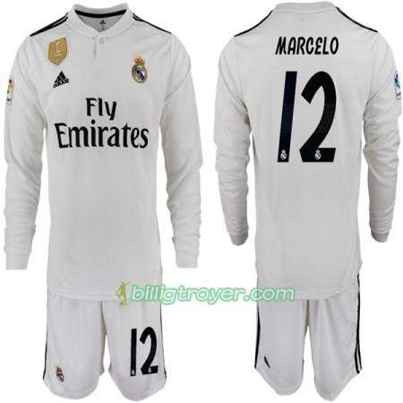 Billige Fotballdrakter Real Madrid MARCELO 12 Barn Hjemmedraktsett 2018/19 Langermet